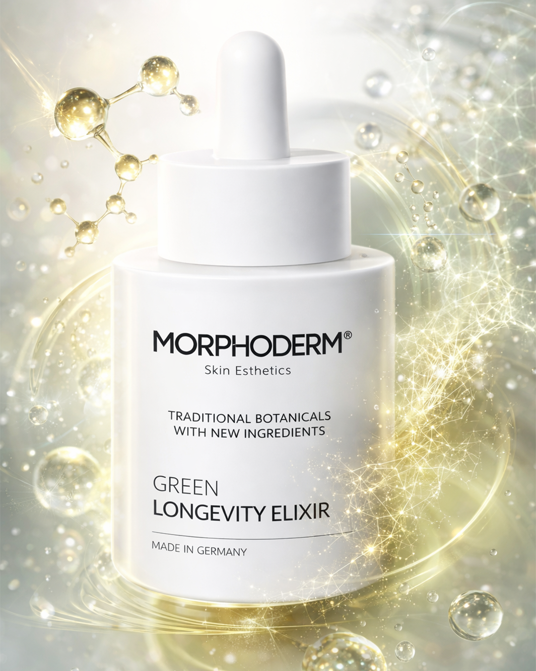 Für die Zelle. Gegen die Zeit. MORPHODERM® SKIN ESTHETICS definiert Haut-Longevity neu – mit dem GREEN LONGEVITY ELIXIR