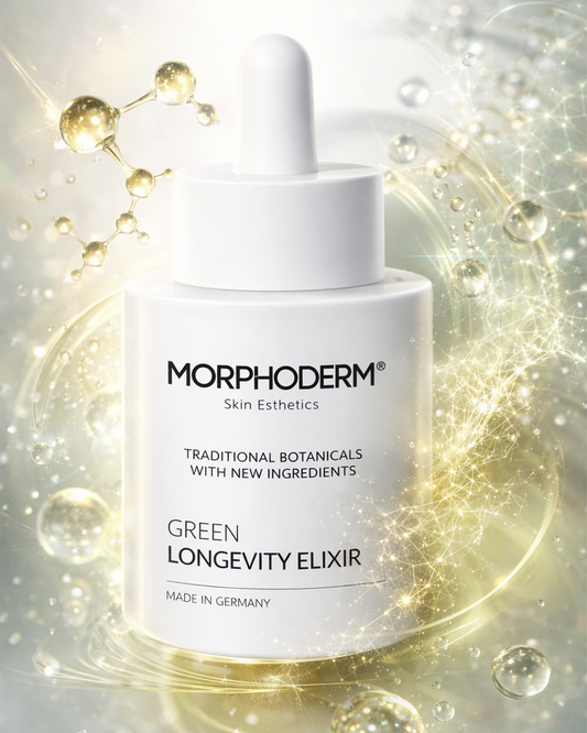 Für die Zelle. Gegen die Zeit. MORPHODERM® SKIN ESTHETICS definiert Haut-Longevity neu – mit dem GREEN LONGEVITY ELIXIR