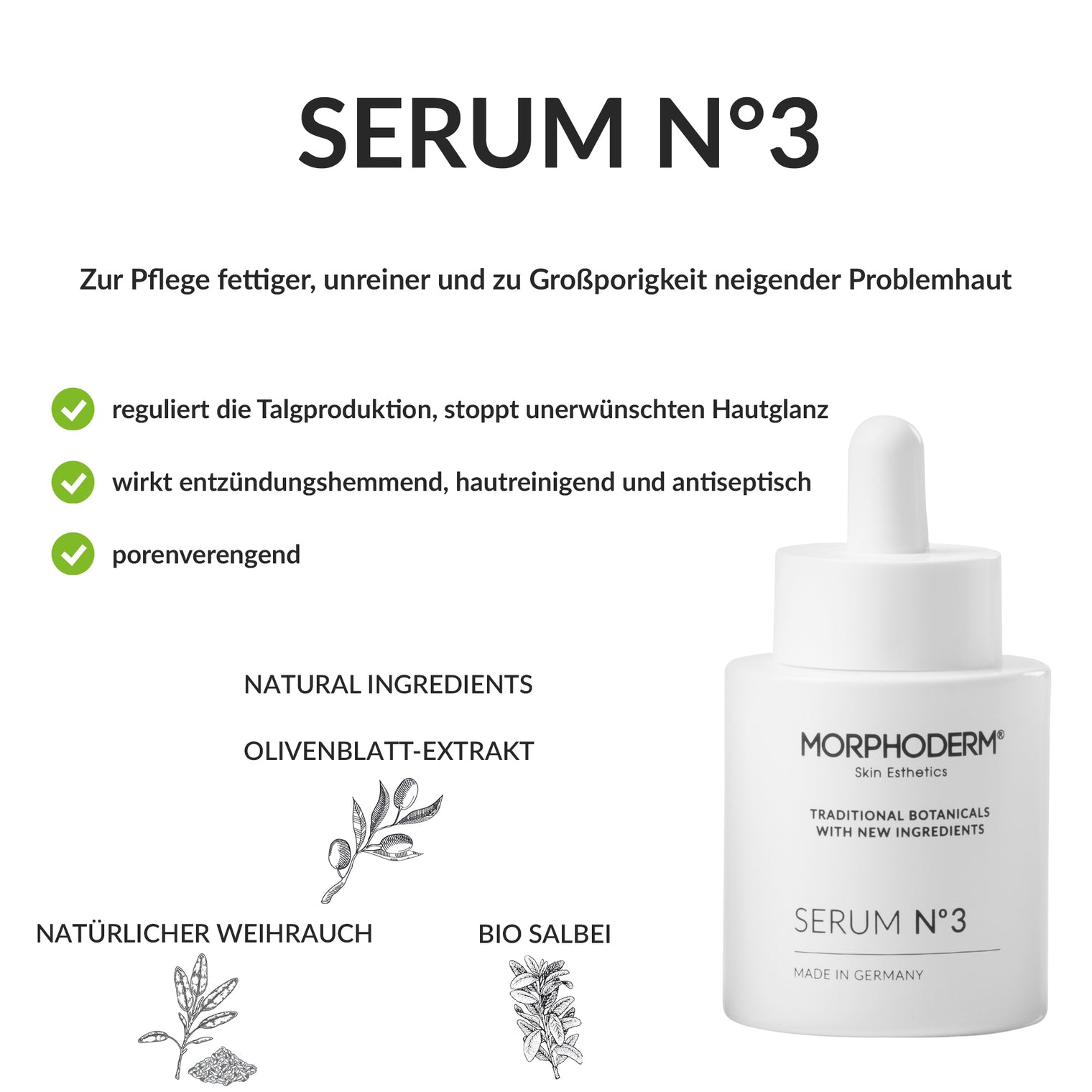 Unser SERUM N°3 ist ein besonderes und wirkungsvolles Serum-Pflegeprodukt zur Pflege fettiger, unreiner und zu Großporigkeit neigender Problemhaut.